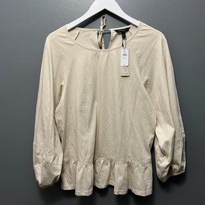 Banana Republic Puff-Sleeve Top, Large Petite, Cream